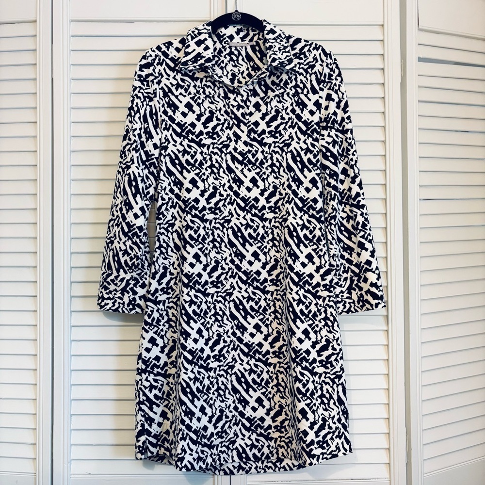 Ellie Kai Black and White Patterned Shift Dress Size 6